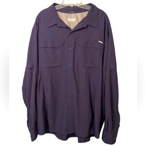 Columbia Omni-Shade Navy Blue Long Sleeve Button Up Shirt Men's Size XXL
